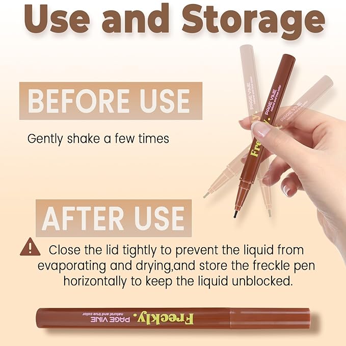 Freckle Pen,2 PCS Faux Freckle Stamp Waterproof,Fake Face Freckles Stain Makeup Long Lasting Quick Dry,Natural Lifelike Soft Dot Freck Pen 2PCS-01 Light-VivaGrace Women