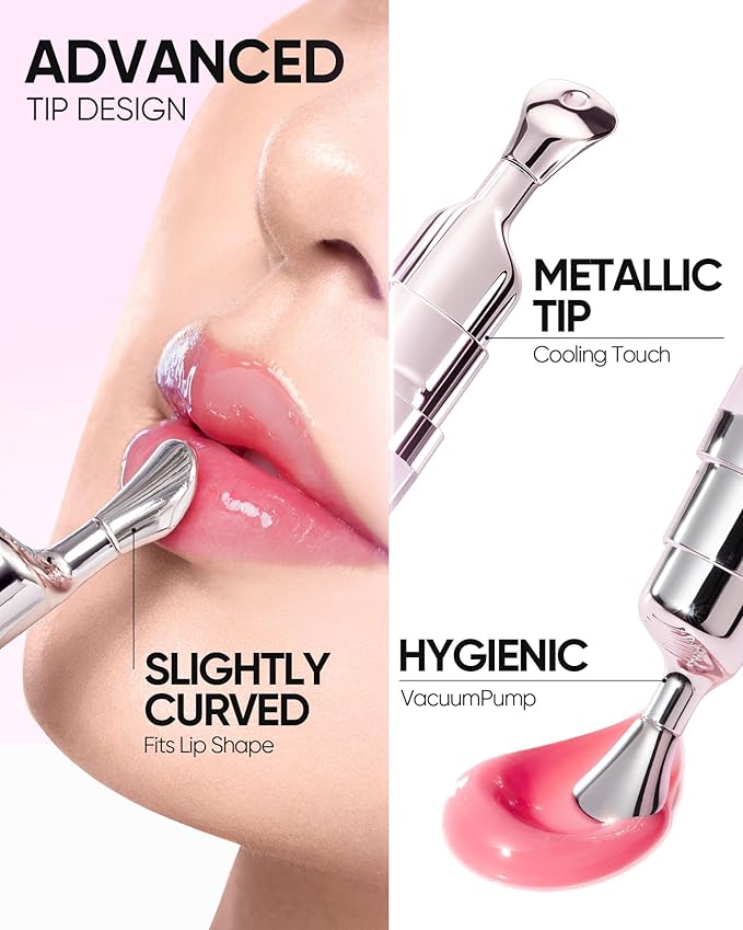 Hydrating Brightening Lip Serum, Nourishing Hydration Tinted Lip Stain, Plumping Lip Gloss with Polypeptide Squalane (02 Coral Rose)-VivaGrace Women