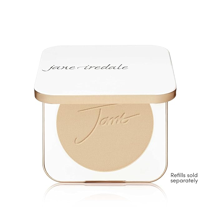 jane iredale Refillable Compact | Aluminum Shell & Magnetic Closure | Interior Mirror for On-The-Go Use | Compatible with all Powder Refills | White-VivaGrace Women