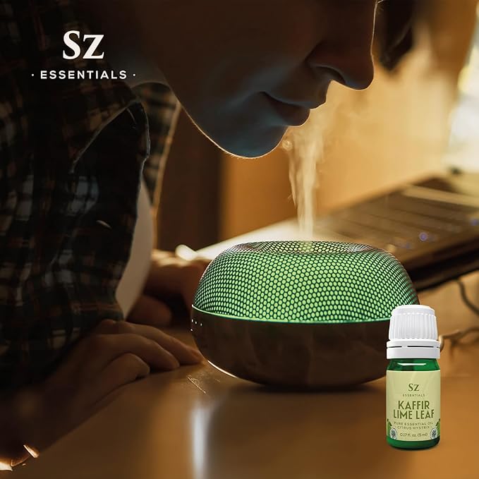 Kaffir Lime Leaf Essential Oil -100% Pure and Undiluted - Extracted from Citrus Hystrix Leaves - Earthy & Citrusy Scent with Fruity Overtones - Therapeutic Grade & Vegan - 0.17oz (5ml)-VivaGrace Women