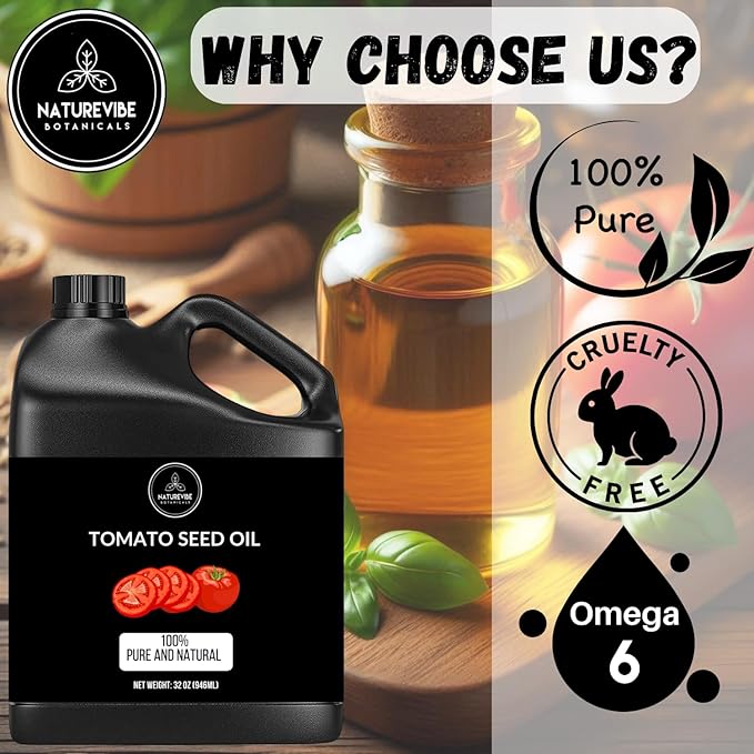 Naturevibe Botanicals Tomato Oil 32 Ounces | 100% Pure and Natural | Great for Skin Care and Hair Care-VivaGrace Women