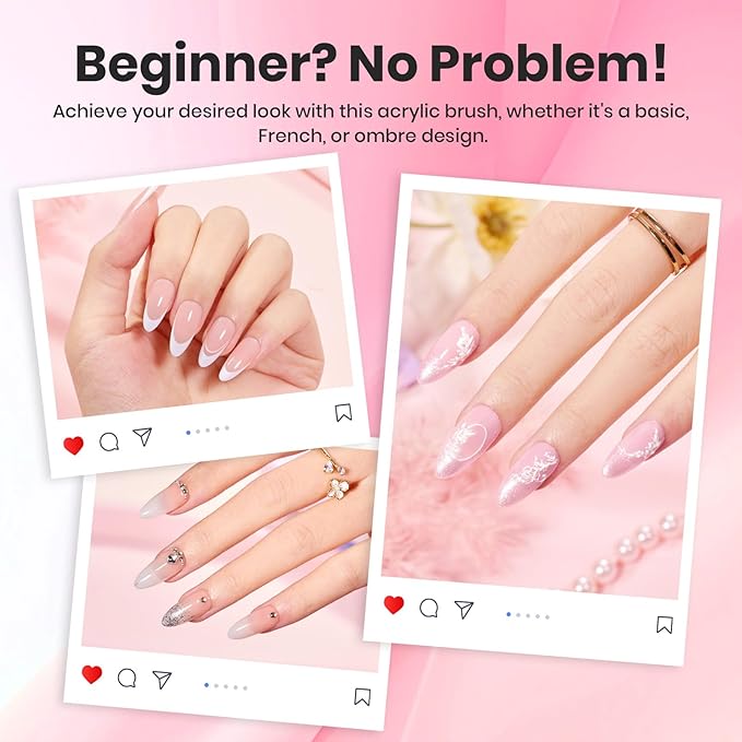 Beetles Acrylic Nail Brush Kolinsky Hair Bristles Round Shaped Metal Handle Nail Art Brushes for Manicure Extension Acrylic Powder DIY at Home Manicure Tool - Size 10-VivaGrace Women