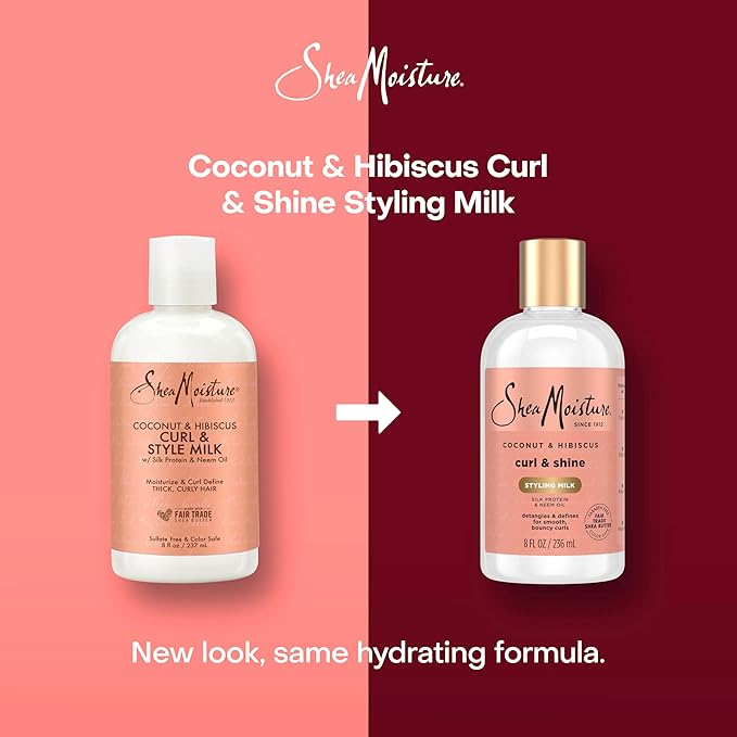 SheaMoisture Curl & Style Milk Coconut & Hibiscus with Silk Protein & Neem Oil for Thick, Defined, Curly Hair Fair Trade, Sulfate-Free 8 oz-VivaGrace Women