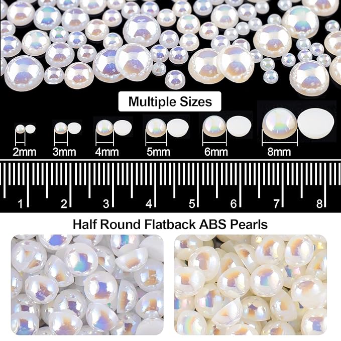 Flat Back Rhinestone+Half Round Pearl Kits Colorful Rhinestones+White AB+Beige AB Pearls With Picker Pencil And Tweezer For Home DIY And Professional Use-VivaGrace Women