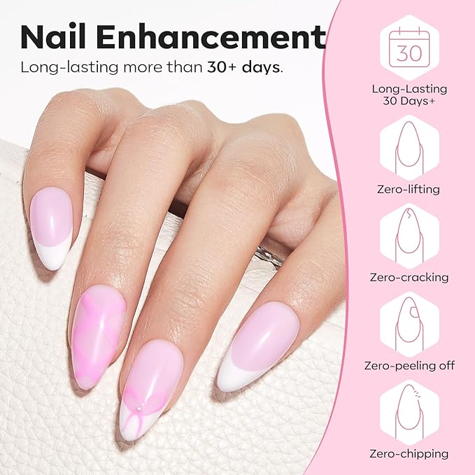 modelones Builder Nail Gel, 8-in-One Baby Pink Builder, Pastel Pink Rubber Base Gel Polish, LED Lamp Cured Color Base Hardener Apex Building Strengthener Extension for DIY Salon Girls Home-VivaGrace Women