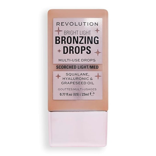 Revolution Beauty, Bright Light Bronzing Drops, Bronze & Glow Face & Body Drops Infused with Hyaluronic Acid, Bronze Scorched, 0.77 Fl. Oz.-VivaGrace Women