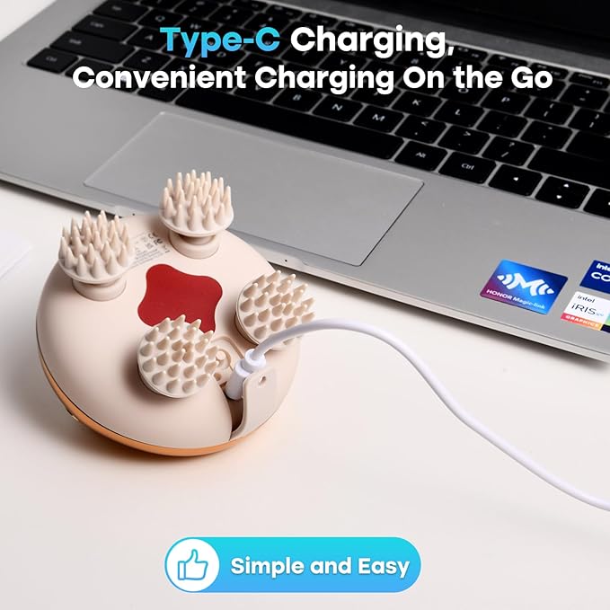 arboleaf Electric Scalp Massager Head Massager Scalp Stress Relax, 5 in 1 Kneading 128 Massage Nodes, Waterproof Hair Massage with 8 Removable Claws Cat Scratcher, Gift for Dad Mom-VivaGrace Women