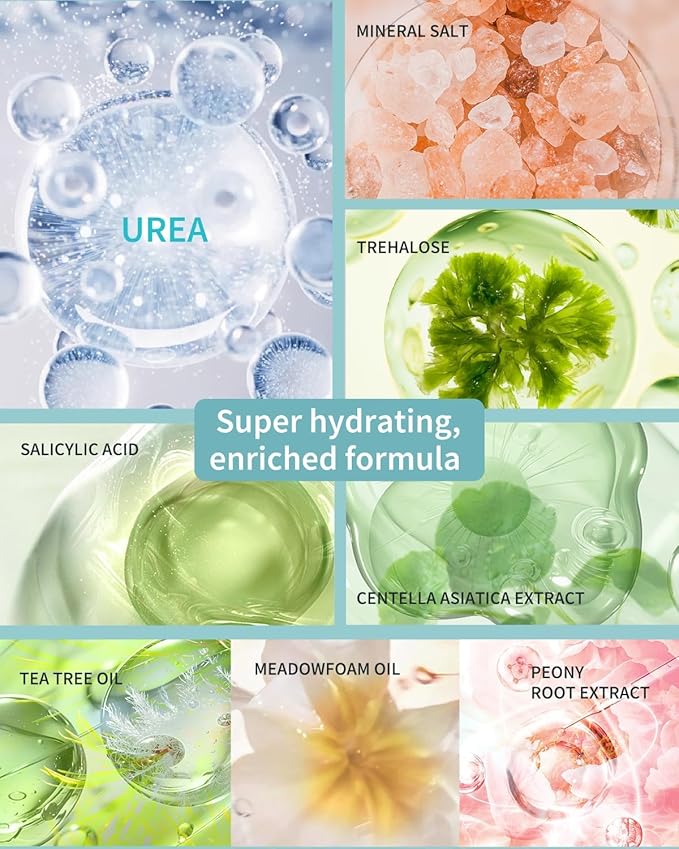 VTS Self Care Kit - Includes Moisturizing Heel Socks, Hand & Foot Oil, Salt Scrubs, Serum, Urea Cream 40 Percent - Hand Care Set, Foot Pedicure Kit for Dry Cracked Heels Feet Knees Elbows Hands-VivaGrace Women