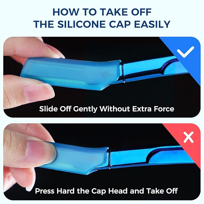 ZOMCHI Eyebrow Razor, Face Razors for Women&Men, Eyebrow Trimmer with Protective Silicone Cap, Dermaplane Razor-Easy&Safe Hair Removal(Blue,11 Blades)-VivaGrace Women