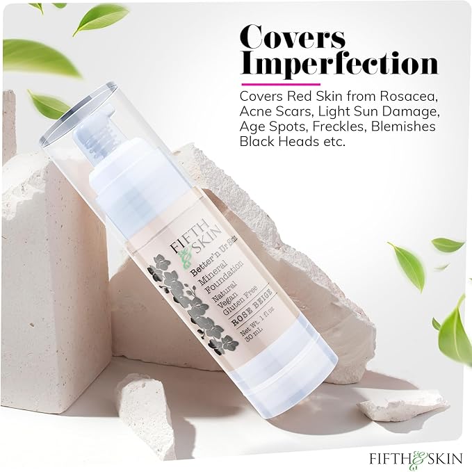 Fifth & Skin: Better’n Ur Skin Liquid Foundation (PORCELAIN) - Natural, Organic, Vegan, Cruelty-Free - Gluten-Free Beauty with Buildable Coverage and Palm-Free Luxury - 1 oz-VivaGrace Women