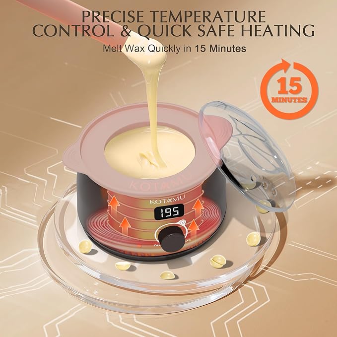 KOTAMU Waxing Kit-Professional Wax Warmer for Women& Men Hair Removal,Black Waxing Machine With Silicone Pot, Sensitive Skin Friendly Body Wax Kit Ideal for Face Bikin Brazilian Leg Home Salon-VivaGrace Women