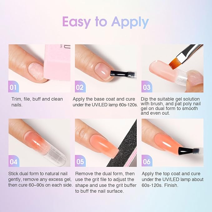 ROSALIND 38PCS Poly Nail Gel Kit with Mini Nail Lamp Glitter Brown Poly Extension Gels Kit Nude Pink Poly Gels Set-VivaGrace Women