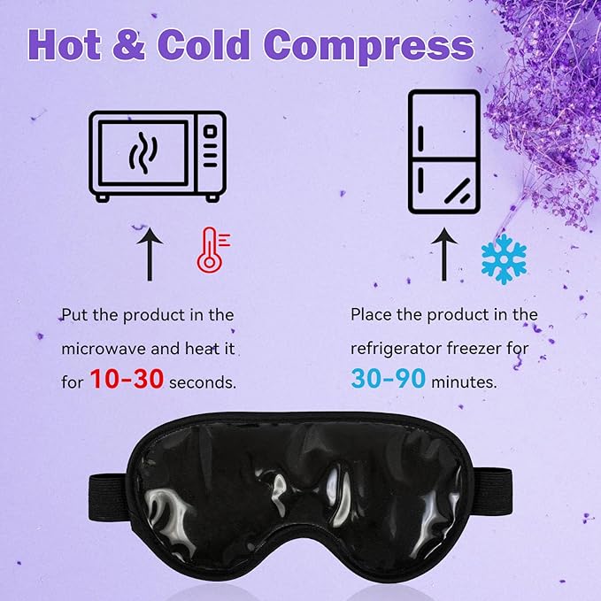 Cooling Gel Eye Mask Reusable Cold Eye Mask, Frozen Eye Mask Ice Eye Compress Ice Pack, No Freeze, Cool Relaxation, Comfort Snug Fit, Eye Cover Ice Mask with Mineral Mud for Office, Home, 2PCS-VivaGrace Women