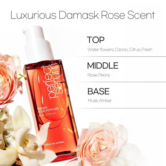 Mise En Scene Perfect Rose Perfume Serum - Korean Hair Essence with Rose Scent, Argan Oil for Damaged Hair Care, 2.70 fl. Oz-VivaGrace Women