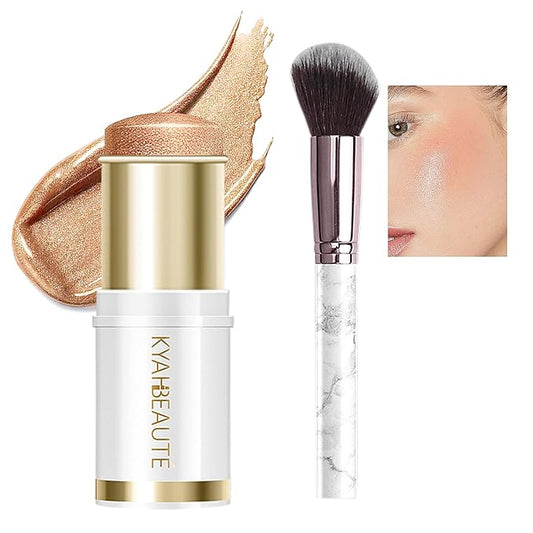 Ponhey Highlighter Makeup Stick for Face and Body, Non-greasy Finish,Delivers a Natural Glow, Long Lasting Waterproof Pearl White Glimmer Glow Sparkly Glitter Body Shimmer-VivaGrace Women