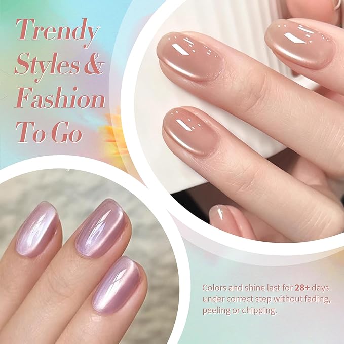 Born Pretty Magnetic Gel Nail Polish Water Light Magnetic Eye Gel Jelly Glass Crystal Glitter Shimmer Auroras Magnetic Gel Nail Art Manicure Kit 6PCS-VivaGrace Women