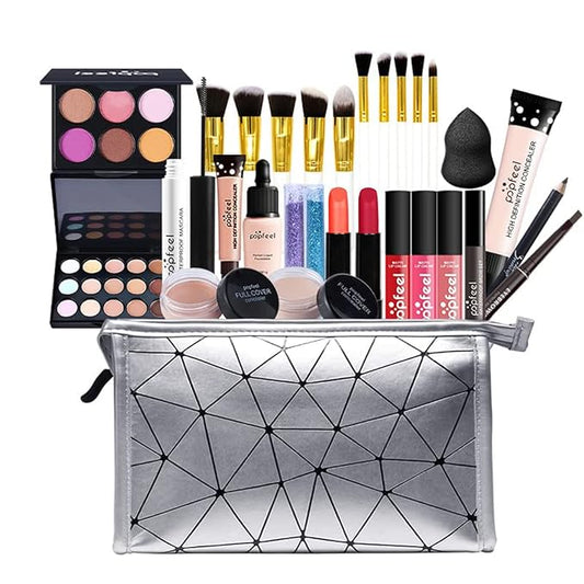 Multipurpose All in One Makeup Kit Full Kit with Eyeshadow Palette Lipstick Blush Powder Foundation Concealer Lip Gloss Mascara makeup kit for women-VivaGrace Women