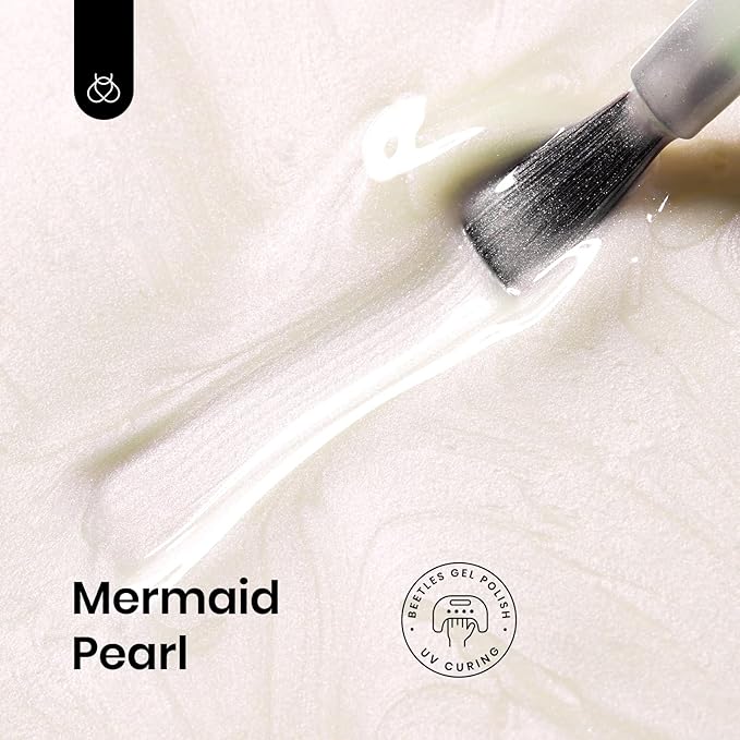 Beetles Pearl Gel Polish, 15Ml Pearl White Gel Polish Shimmer Mermaid Pearlescent Shell Nail Nail Polish Soak Off Nail Art Manicure Salon DIY Gel Nail Design Uv Led