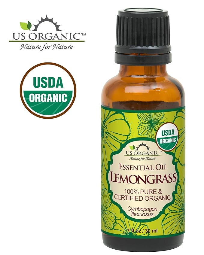 US Organic 100% Pure Lemongrass Essential Oil, USDA Certified Organic, Extracted by Steam Distillation Method, for Hair, Nail Polish Remover, Bees Attraction, and More. 30 ml-VivaGrace Women
