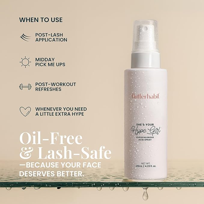 FlutterHabit Hypochlorous Acid Spray, Face Mist for Acne Prone Skin, HOCl Formula to Soothe Irritation, Refresh Complexion, Repair Damage, Balance Oil, Calm Redness, Restore Clarity (125mL)-VivaGrace Women