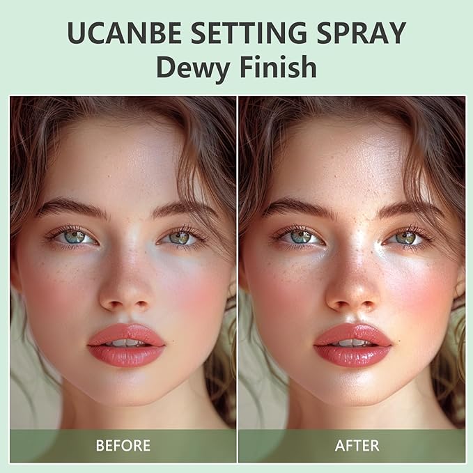 Dewy Makeup Setting Spray Kit-3.38 Fl oz Hydrating Illuminating Finishing Spray Lightweight Face Mist All Day Long Make up Fixer +2PCS Sponge Puff, Hydrate Skin for a Bright Look-VivaGrace Women