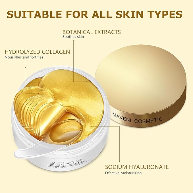 COSMETIC |24k Gold Vitality-Fill Hydra-Gel Eye Patches | Anti-Aging Under-Eye Patches, Help Boosting Lift & Firm the Look of the Eye Area-VivaGrace Women