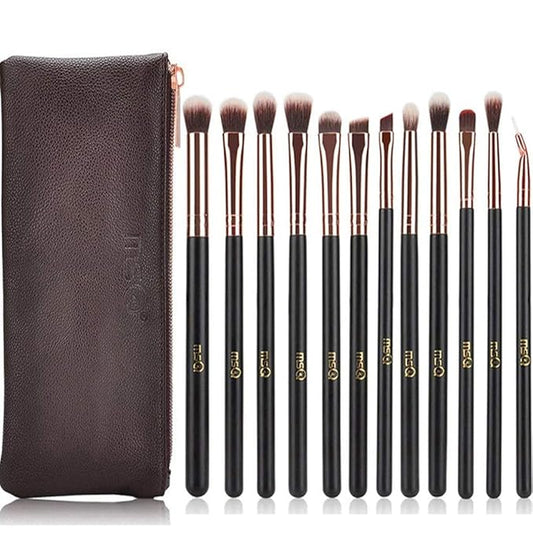 MSQ Eyeshadow Brushes 12pcs Eye Make Up Brush Set with Bag (PU Leather Pouch) Soft Synthetic Hairs for Eyeshadow, Eyebrow, Eyeliner, Blending, Best Gifts - Rose Gold-VivaGrace Women