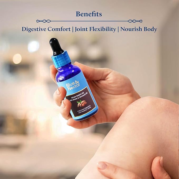 Blue Nectar Ayurveda Nabhi Oil with Ghee & Almond Oil | Belly Button Oil for Digestion & Joint Health | 100% Natural & Herbal (21 Herbs, 1 fl oz)-VivaGrace Women