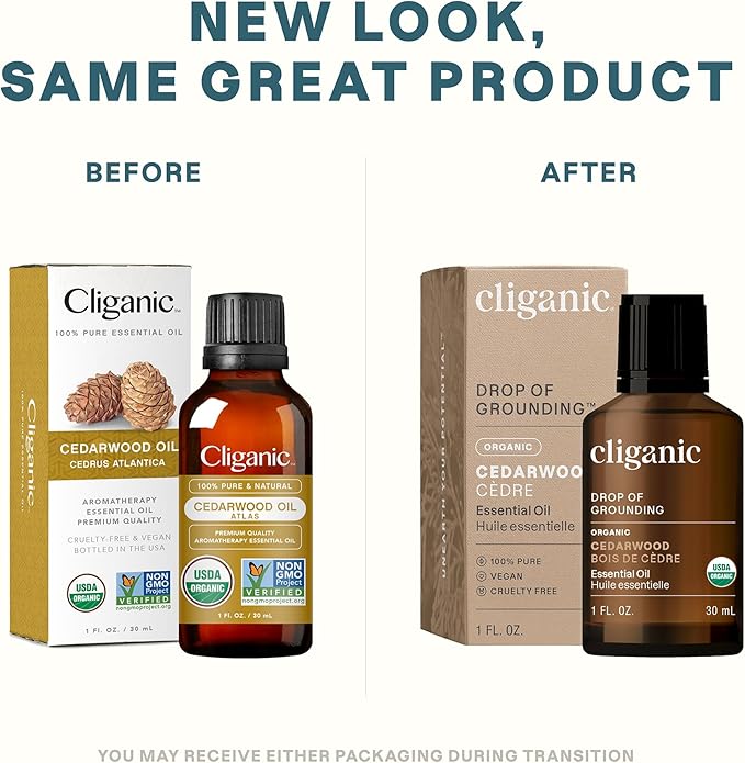 Cliganic Organic Cedarwood Essential Oil - 100% Pure Natural Undiluted, for Aromatherapy Diffuser | Non-GMO Verified (Packaging May Vary)-VivaGrace Women