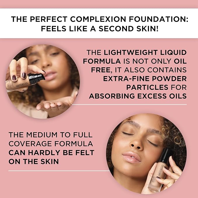 ARTDECO Perfect Teint Foundation - Light Bisque N°16 - Lightweight Liquid Formula - Medium to Full Coverage - Without Mask-Like Effect - Conceals Imperfections - Vegan Makeup - Hyaluron - 0.67 Fl Oz-VivaGrace Women
