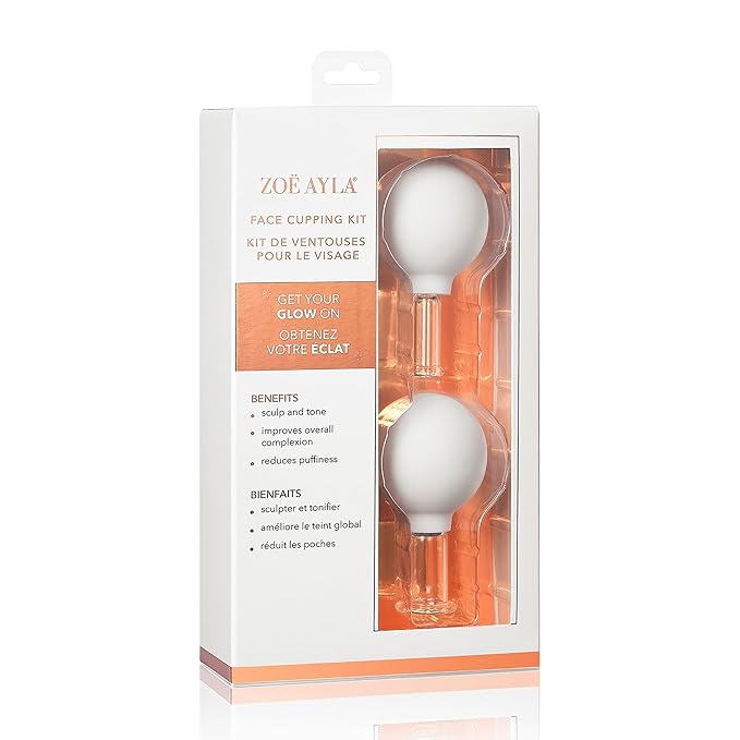 Zoe Ayla Facial Cupping Set, 2 Pcs - Cupping Kit for Massage Therapy - Improves Skin Appearance - Promotes Blood Circulation - Sculpts and Tones - Reduces Puffiness - 1 Large Cup - 1 Small Cup-VivaGrace Women