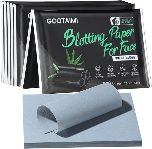 1200PCS Blotting Paper for Oily Skin, Natural Bamboo Charcoal Blotting Paper, 100 * 70MM Large Oil Blotting Sheets for Face, Makeup-VivaGrace Women