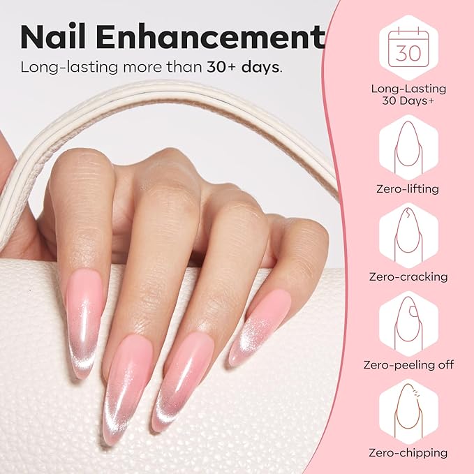 modelones Builder Nail Gel, 8-in-One Jelly Pink Builder, Peachy Pink Rubber Base Gel Polish, LED Lamp Cured Nude Color Base Hardener, Apex Building Strengthener Extension for Girls Home DIY Salon-VivaGrace Women