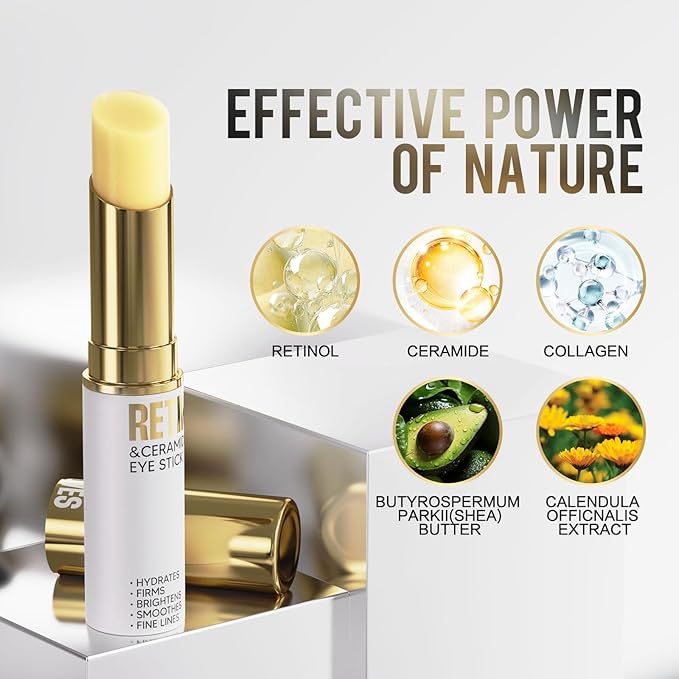 Retinol Eye Stick, Eye Cream for Dark Circles and Puffiness, Eye Brightening Cream for Hydration, Wrinkles in 3-4 Weeks, Travel Portability Anti-Aging Eye Cream for Bags Under Eye Reduces Fine Line-VivaGrace Women