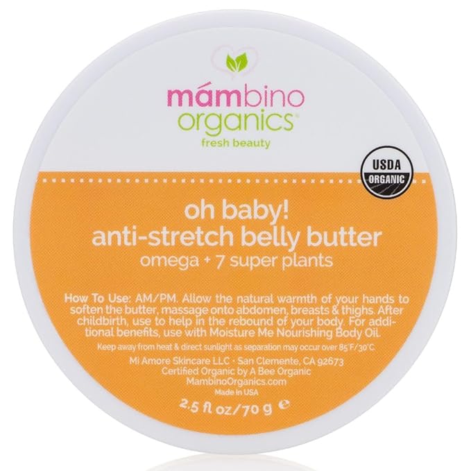 Mambino Organics Oh Baby! Belly Butter – Organic Stretch Mark Cream for Pregnancy with Dutch Shea & Cocoa Butter – Vitamins, Omegas for Elasticity – Vegan Cruelty-Free Maternity Care, 4 fl oz-VivaGrace Women