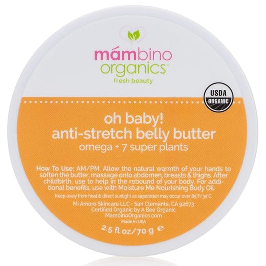 Mambino Organics Oh Baby! Belly Butter – Organic Stretch Mark Cream for Pregnancy with Dutch Shea & Cocoa Butter – Vitamins, Omegas for Elasticity – Vegan Cruelty-Free Maternity Care, 4 fl oz-VivaGrace Women