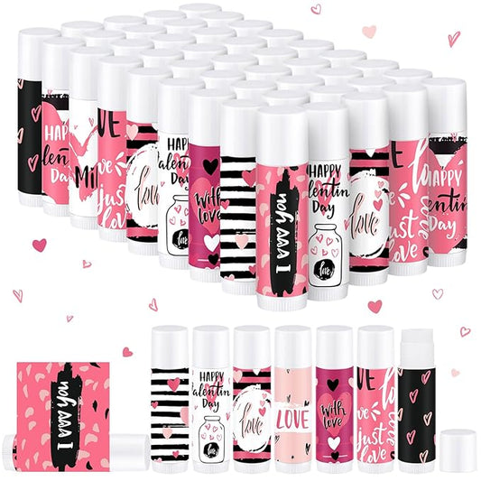 Dunzy 50 Pcs Thank You Gift Lip Balm Bulk Baby Shower Party Favors Bridal Shower Favor Lip Care with Assorted Fruit Flavors Thank You Lipstick for Guest Basket Gift Stuffer (Heart)-VivaGrace Women