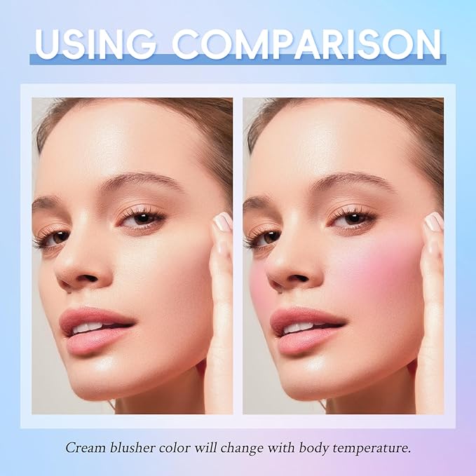 Color Changing Blusher, Black to Pink Blush for Cheek Tint PH Temperature Change Magic Moisturizing Multi-use Cream,LongLasting Waterproof Lightweight Natural-Looking Face Makeup-VivaGrace Women