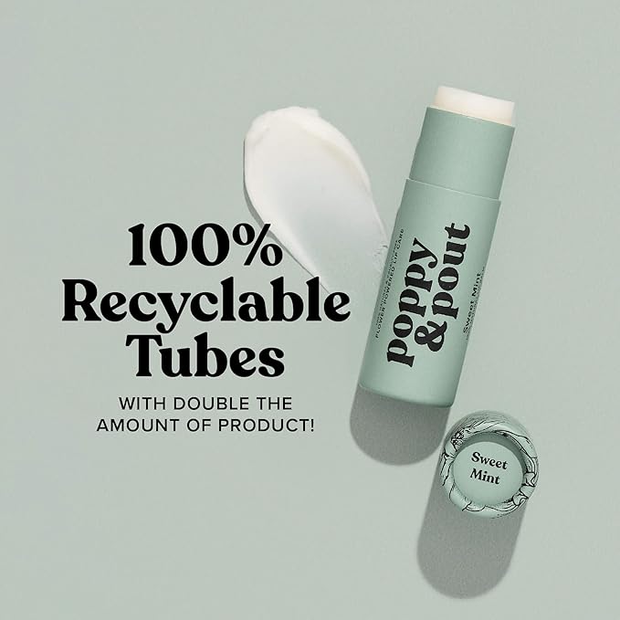 Poppy & Pout Sweet Mint Jumbo Lip Balm | All Natural Lip Balms & Moisturizers | Hydrates with Beeswax, Vitamin E, Organic Coconut Oil | Cruelty-Free | Lip Balm in Recyclable Cardboard Tube-VivaGrace Women