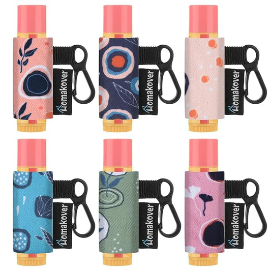 6 Pack Compact Clip-On Chapstick Holder Premium Release Clip Neoprene Sleeve Lip Balm with Clip Fits Most Standard Lip Balm (Colored Whale)-VivaGrace Women