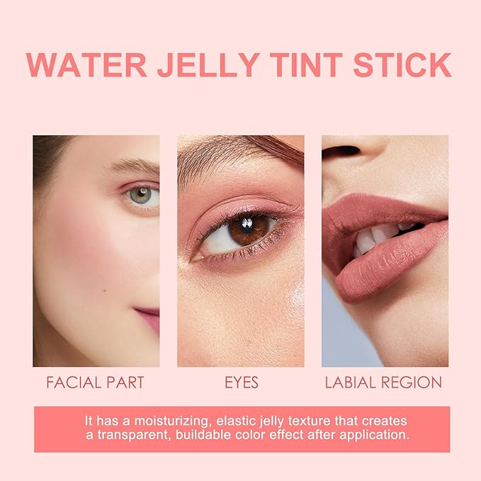 Milk Jelly Blush Cooling Water Jelly Tint, Milk Jelly Tint Jelly Blush Stick, Milk Lip And Cheek Stick, Sheer Lip & Cheek Stain, Jelly Tint Makeup (Red, Free Size)-VivaGrace Women