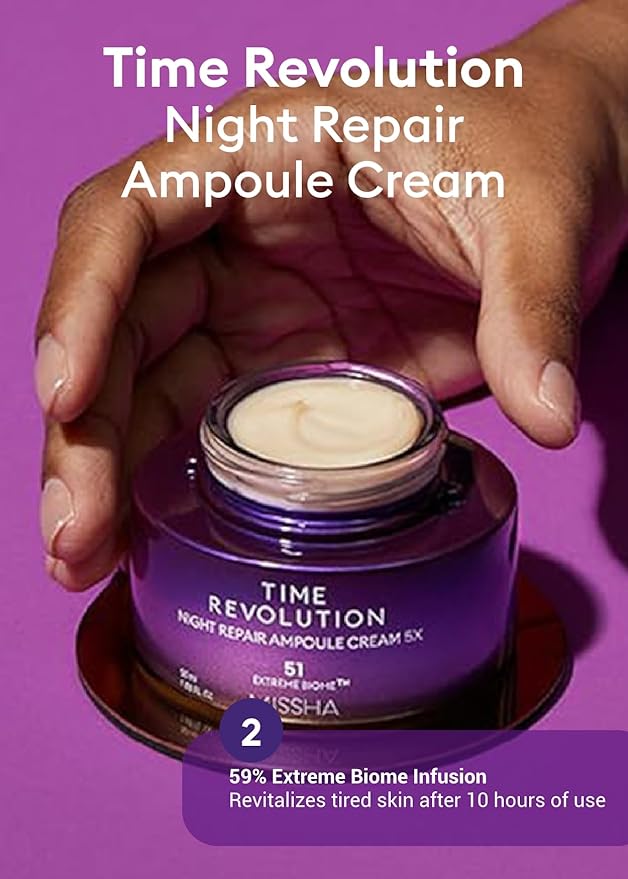 MISSHA Time Revolution Night Repair 5X Gift Set Night Repair Ampoule and Cream 5X, The First Essence 5X for Youthful, Glowing Skin-VivaGrace Women