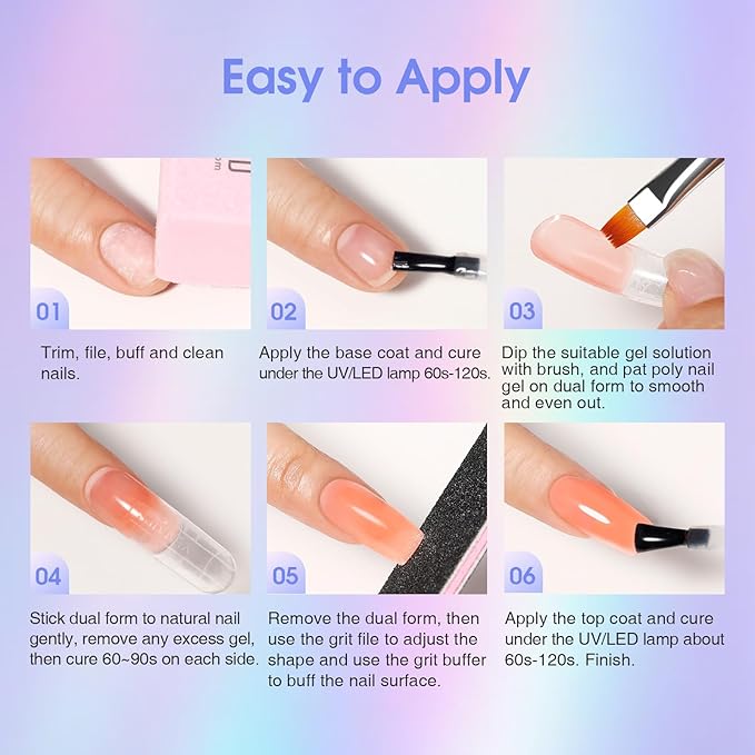 ROSALIND 28 Colors Poly Nail Gel Kit With Mini Lamp - Clear Neon Starter Kit for Beginners, Halloween, Spring, Summer With Everything-VivaGrace Women