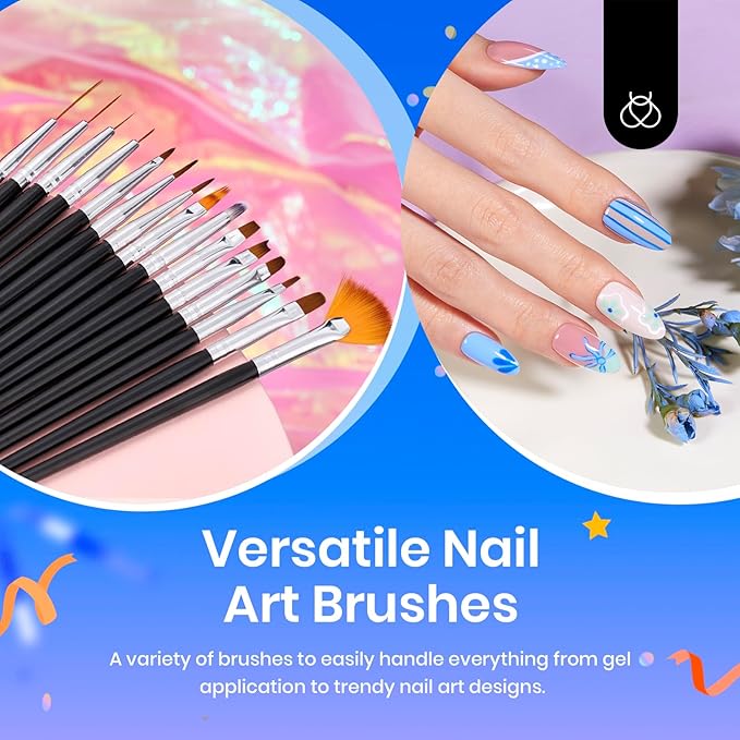 Beetles 31pcs Nail Art Brushes, Dotting Tools, Nail Art Pens, Dust Brush, Striping Liner Fingernail Drawing Pens with Palette Holder All in One for Starter Manicure Design Set-VivaGrace Women