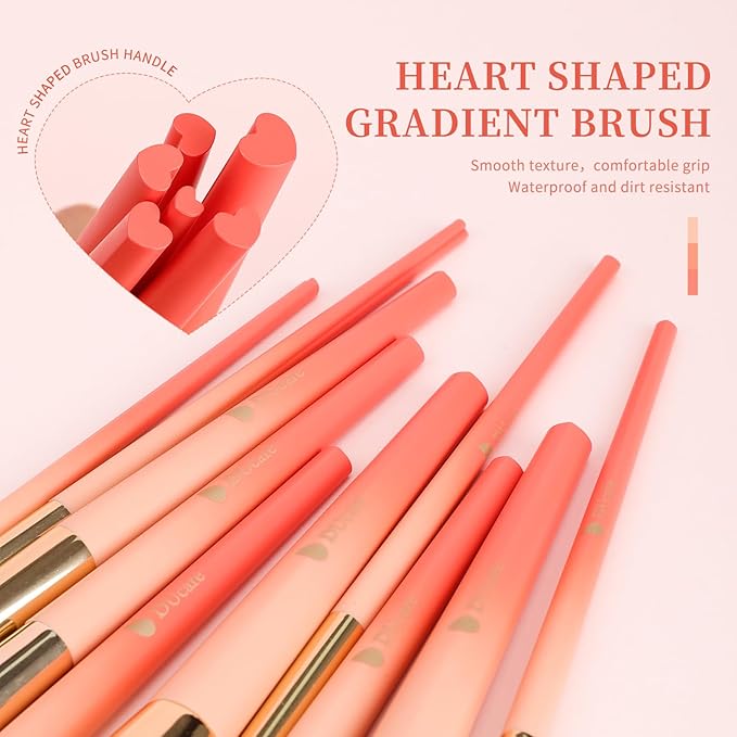 DUcare Makeup Brushes Set 14Pcs Love Struck Makeup Brush Set Premium Synthetic Kabuki Foundation Blending Face Powder Blush Concealers Eye Shadows Brushes-VivaGrace Women