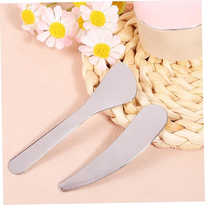 Compact Beauty Spatula Set - 2pcs Reusable Metal Makeup Scoop - Ideal for Lotions - Moisturizers and Creams - Essential Skincare Tool for Facial Care and Cosmetic Use-VivaGrace Women