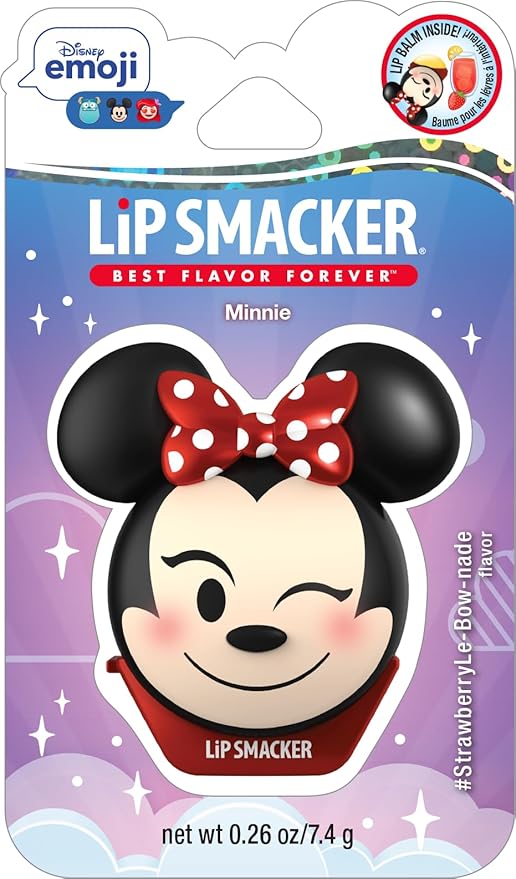 Lip Smacker Disney Minnie Mouse Emoji Lip Balm, Strawberry Lemonade Flavored, Clear, For Kids-VivaGrace Women
