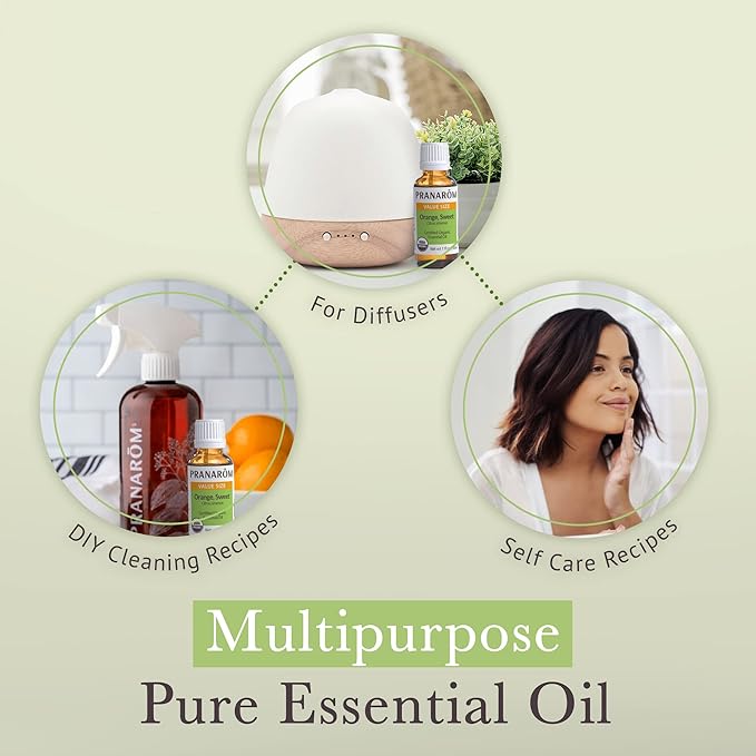 Pranarom USDA Certified Organic Sweet Orange Essential Oil (30ml), 100% Pure Undiluted Therapeutic Grade from Mexico for Aromatherapy, Diffuser, Citrus Scent, Soothing, DIY Cleaning-VivaGrace Women