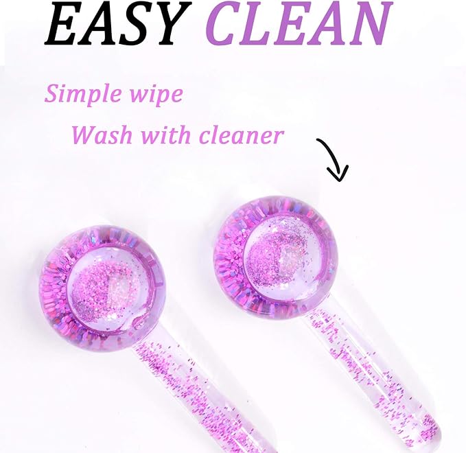 ICE Beauty Balls for Facial, 2PCS Purple Facial Roller for Cold Facial Massage Face Roller Balls with Anti-Freeze Liquid to Reduce Puffiness, Pores, Wrinkles…-VivaGrace Women