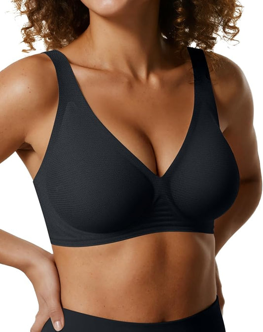 OEAK Womens Deep V Bras Wireless Comfortable Bra Supportive No Underwire Bras Tshirt Push Up Bralettes Plunge Seamless Bra-VivaGrace Women